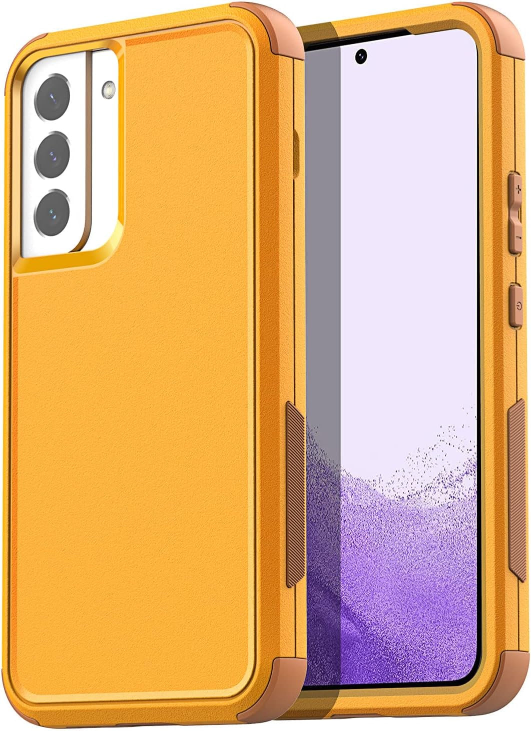 Aicase for Samsung Galaxy S22 Case with Screen Protector,Heavy Duty Drop Protection Full Body Rugged Shockproof/Dust Proof Military Protective Tough Durable Phone Cover for Samsung S22 6.1“_5  AICase Yellow Case  