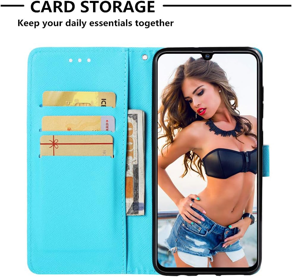 ISADENSER LG V40 Case LG V40 Thinq Phone Case Stylish for Girly Women [Wallet Stand] Kickstand Credit Cards Slot Cash Pockets PU Leather Flip Wallet Case for LG V40 Thinq 3D Blue Skull YB  ISADENSERR   