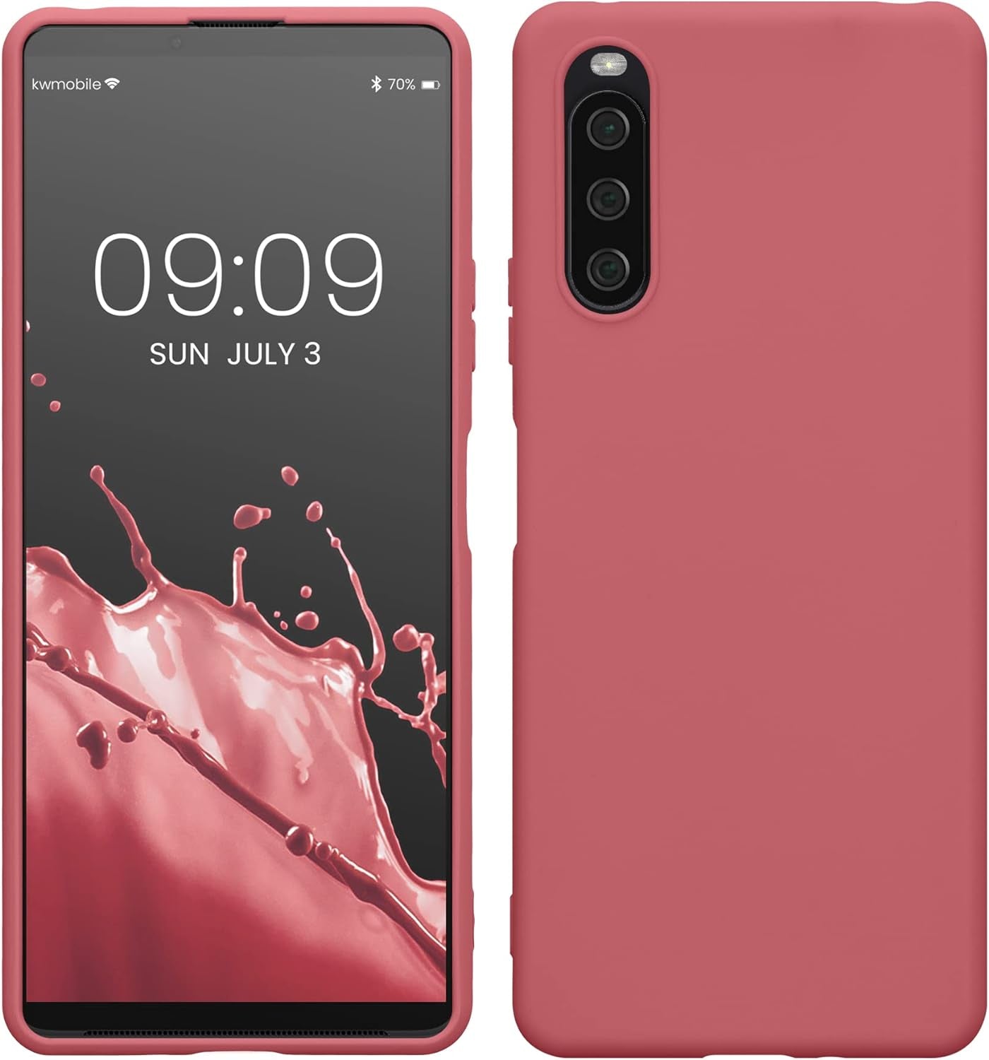 Kwmobile Case Compatible with Sony Xperia 10 IV Case - Soft Slim Protective TPU Silicone Cover - Cool Mint  KW-Commerce Dark Rose  