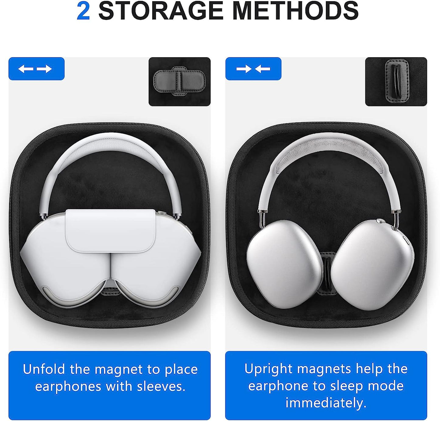 Opoway Hard Case for Airpods Max with Sleep Mode, Upgraded Travel Carrying Headphone Case with Silicone Earpad Cover & Mesh Pocket, Portable Organizer Protective Storage Bag  Opoway   