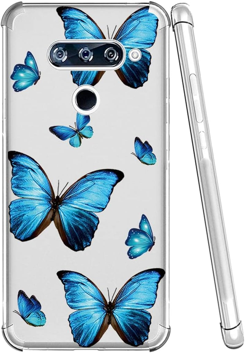 Yerebel Case for LG V40/V40 Thinq Case V405UA0 Cute Case, Clear Flexible Bumper TPU Soft Rubber Silicone Cover Phone Case for LG V40 Thinq (Blue Butterfly)  Yerebel   