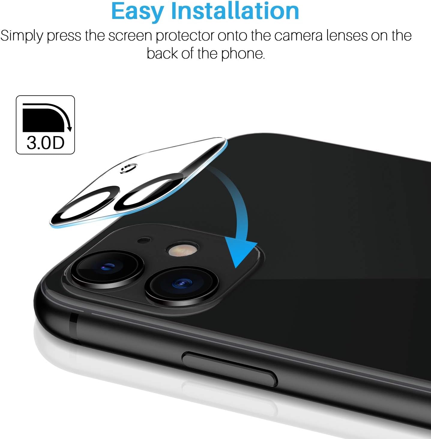 LK 6 Pack 3 Pack Screen Protector with 3 Pack Camera Lens Protector Compatible for Iphone 11 6.1-Inch, Tempered Glass, Case Friendly, Easy-Installation Tool, 9H Hardness  LK   