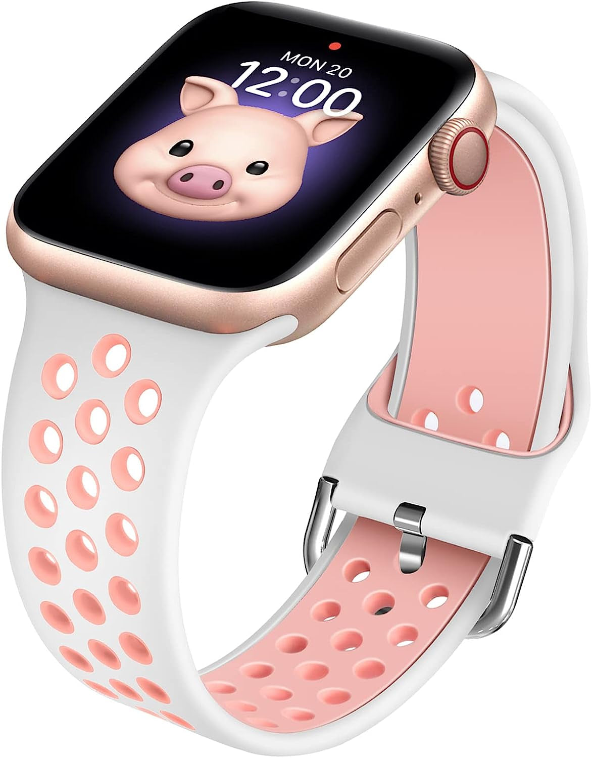 Blackpro for Kids Apple Watch Band, Waterproof Silicone Strap for Boys Girls, Compatible with Apple Watch Series 7/6/5/4/3/2/1/SE 38Mm 40Mm 41Mm & 42Mm 44Mm 45Mm  BlackPro White&Pink 42/44/45mm 