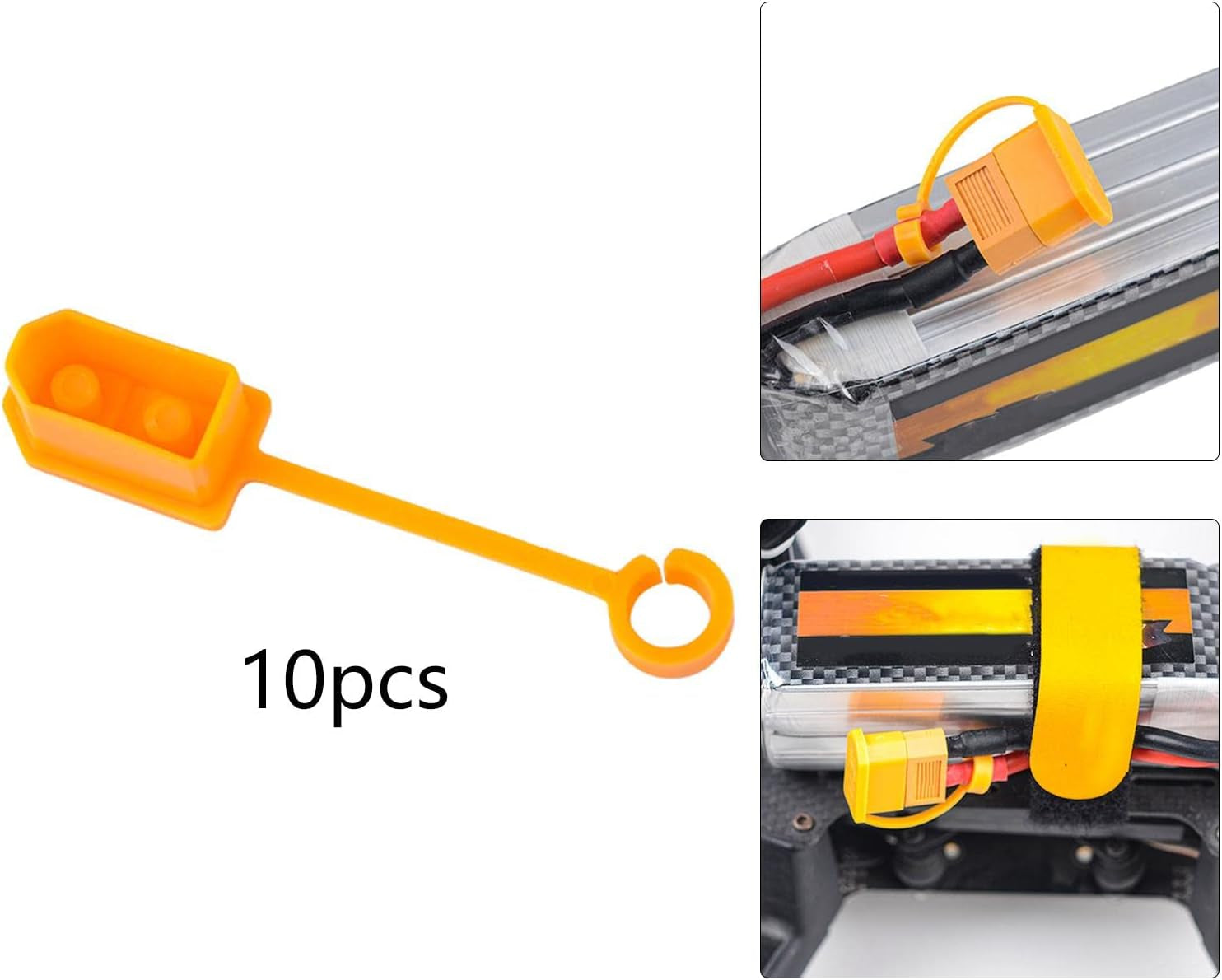 SM Sunnimix 10X XT60 Male Female Plug Dust anti Lost Stopper Protective Cover anti for XT60 Plug, Yellow  SM SunniMix   