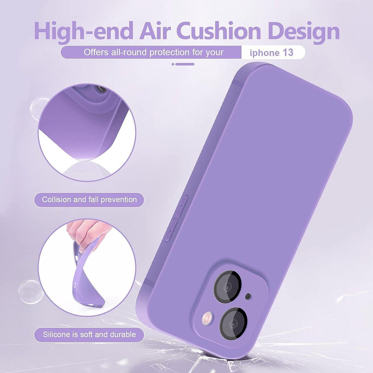 YZR Silicone Case Compatible with Iphone 13 Case (6.1 Inch 2021), with Camera Protection, Liquid Silicone Phone Case (Purple)  YZR   