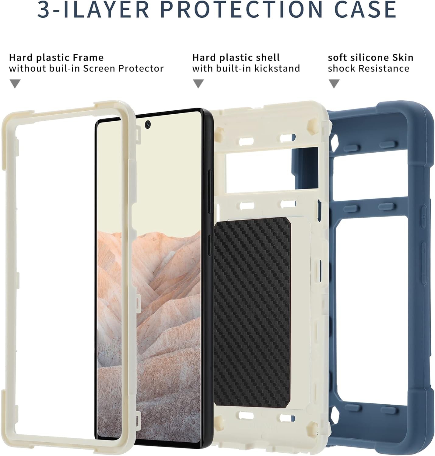 MARKILL Compatible with Google Pixel 6 Pro Case with 360°Rotate Ring Stand, 【Without Screen Protector】 Heavy-Duty Military Grade Shockproof Phone Cover for Google Pixel 6 Pro 6.7 Inch (Blue)  MARKILL   