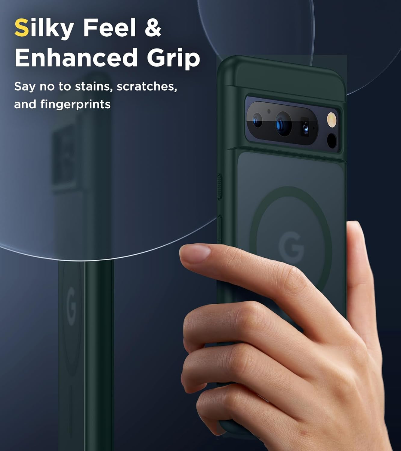 Humixx for Google Pixel 8 Pro Shockproof Case [Ultimate Silky Touch][Mil-Grade Drop Protection] Anti-Fingerprints Translucent Matte Hard Back Protective Slim Phone Cover for Pixel 8 Pro 6.7” Green  Humixx   