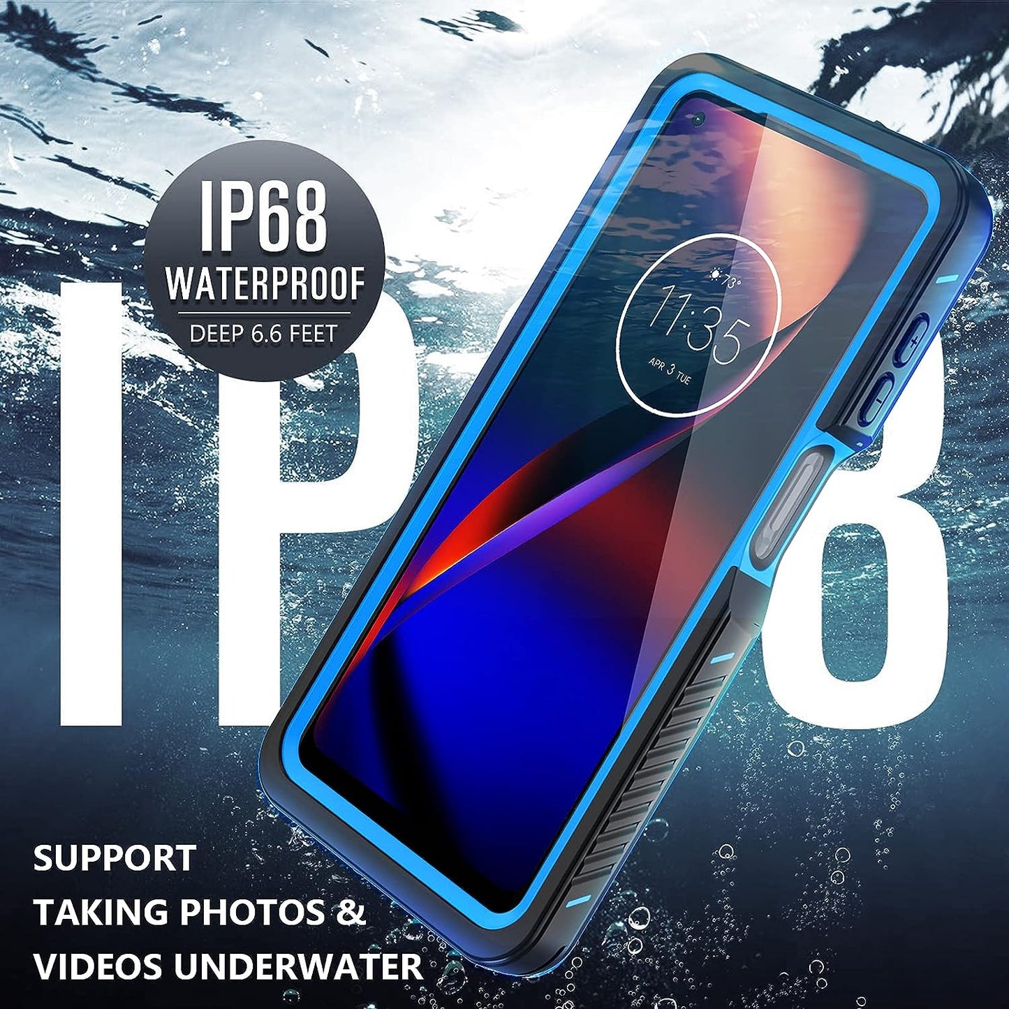 ANTSHARE for Motorola Moto G Power 2021 Case Waterproof, Built in Screen Protector 360° Full Body Heavy Duty Protective Shockproof IP68 Underwater Case for Moto G Power 2021 6.6Inch Blue  ANTSHARE   