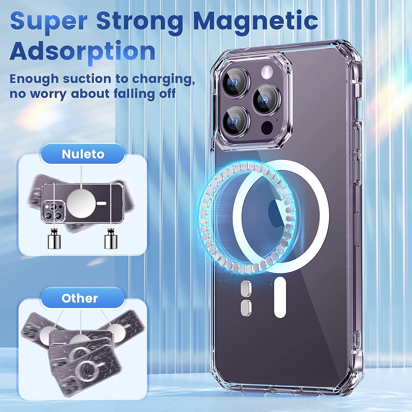 【3 in 1】Nuleto for Iphone 14 Pro Case, Iphone 14 Pro Magsafe Case Built-In 9H Tempered Glass Screen Protector & Camera Lens Protector Full-Body Protective Heavy Duty Shockproof Slim Thin Cover - Clear  Nuleto   