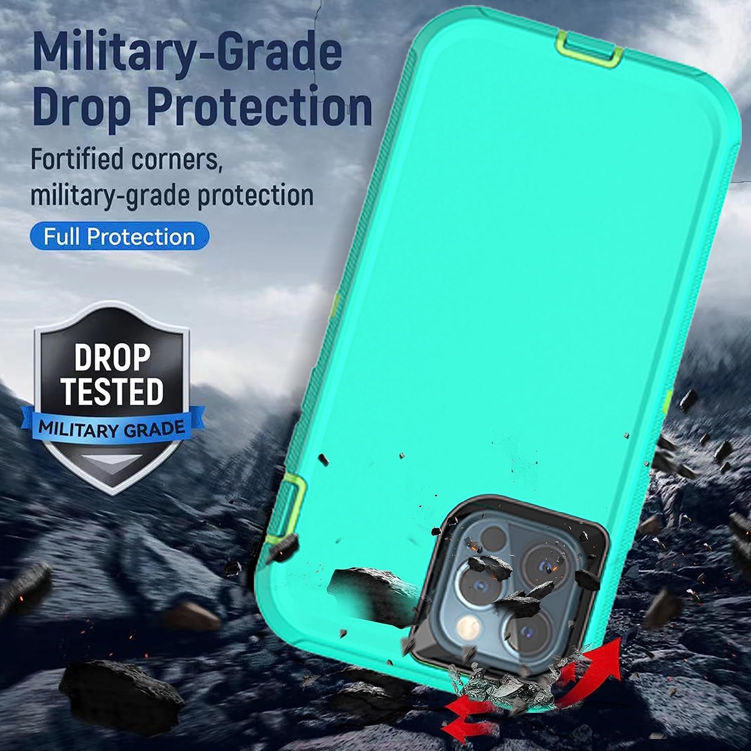Ymhxcy for Iphone 11 Pro Case Shockproof Dropproof Dust-Proof Drop Proof 3-Layer Durable Phone Case Heavy Duty Protection Phone Case Cover for Apple Iphone 11 Pro 5.8“ Aqua Blue and Lime Green  YmhxcY   