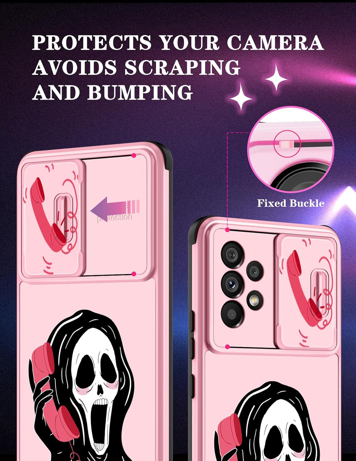 Goocrux for Samsung Galaxy A53 5G Case Skeleton for Women Girls Cute Skull Girly Phone Cover Gothic Design Aesthetic with Slide Camera Cover Funny Cool Cases for Galaxy A53 6.5''  Goocrux   