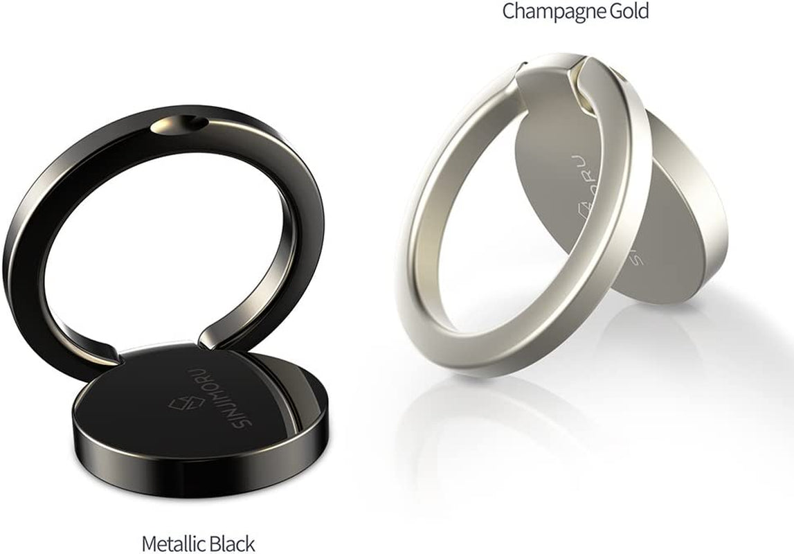 Sinjimoru Phone Ring Holder & Finger Ring Stand 360° Rotation, Phone Grip Kickstand for Iphone Attachable to Magnetic Car Mount Finger Loop for Cell Phone. Ringo Mini Metallic Black  Sinjimoru Co.Ltd   