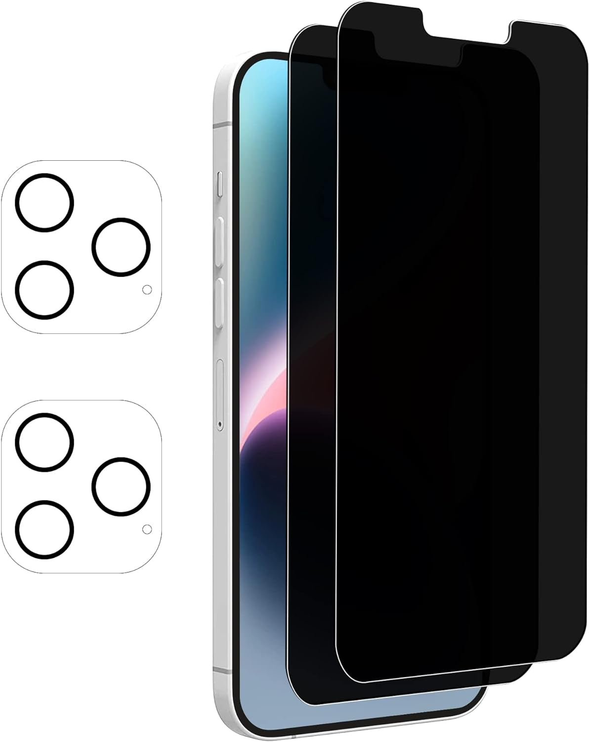 PULEN 2 Pack Privacy Screen Protector for Iphone 12 Mini (5.4-Inch) + 2 Pack Camera Lens Protector,[Anti-Spy] [Anti-Scratch] Case Friendly 9H Hardness Tempered Glass  PULEN Privacy Iphone 12 Pro 6.1-Inch 