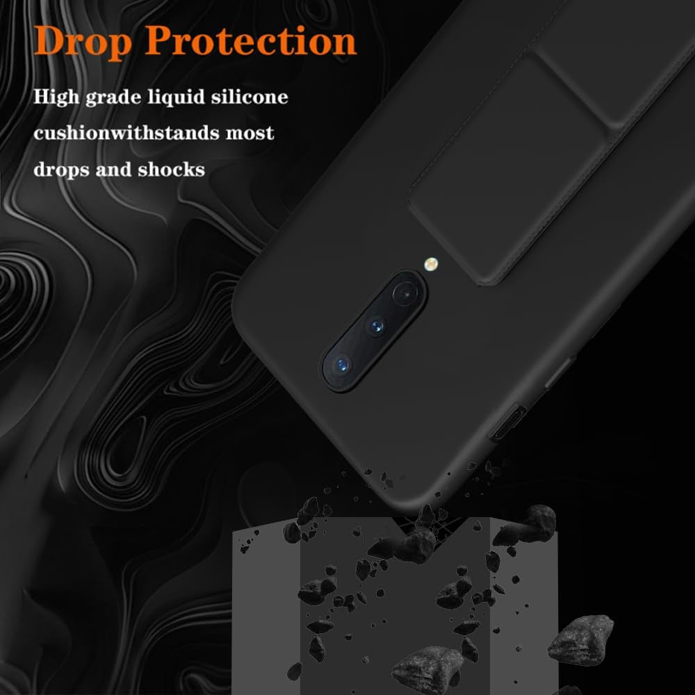 Case for Oneplus 8 2020 Phone Case, Stand Case with Tempered Glass Screen Protector Hidden Folding Kickstand Shockproof Protective Cover Silicone TPU Phone Case for Oneplus 8 - Black  Sitikai   