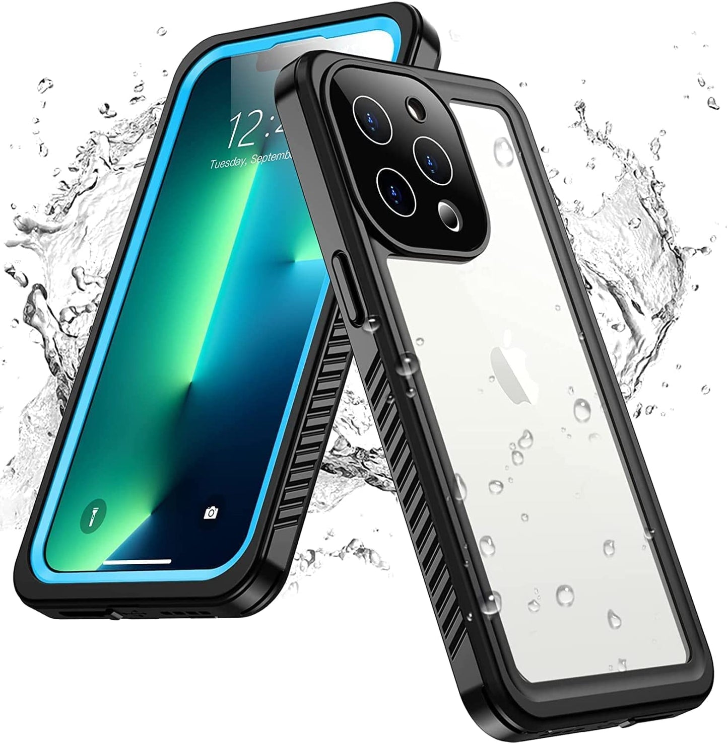 Temdan for Iphone 14 Case Waterproof,Built-In 9H Tempered Glass Screen Protector [IP68 Underwater][14Ft Military Dropproof][Dustproof][Real 360] Full Body Shockproof Protective Case-Blue-Clear  Temdan Blue iPhone 13 Pro 6.1 