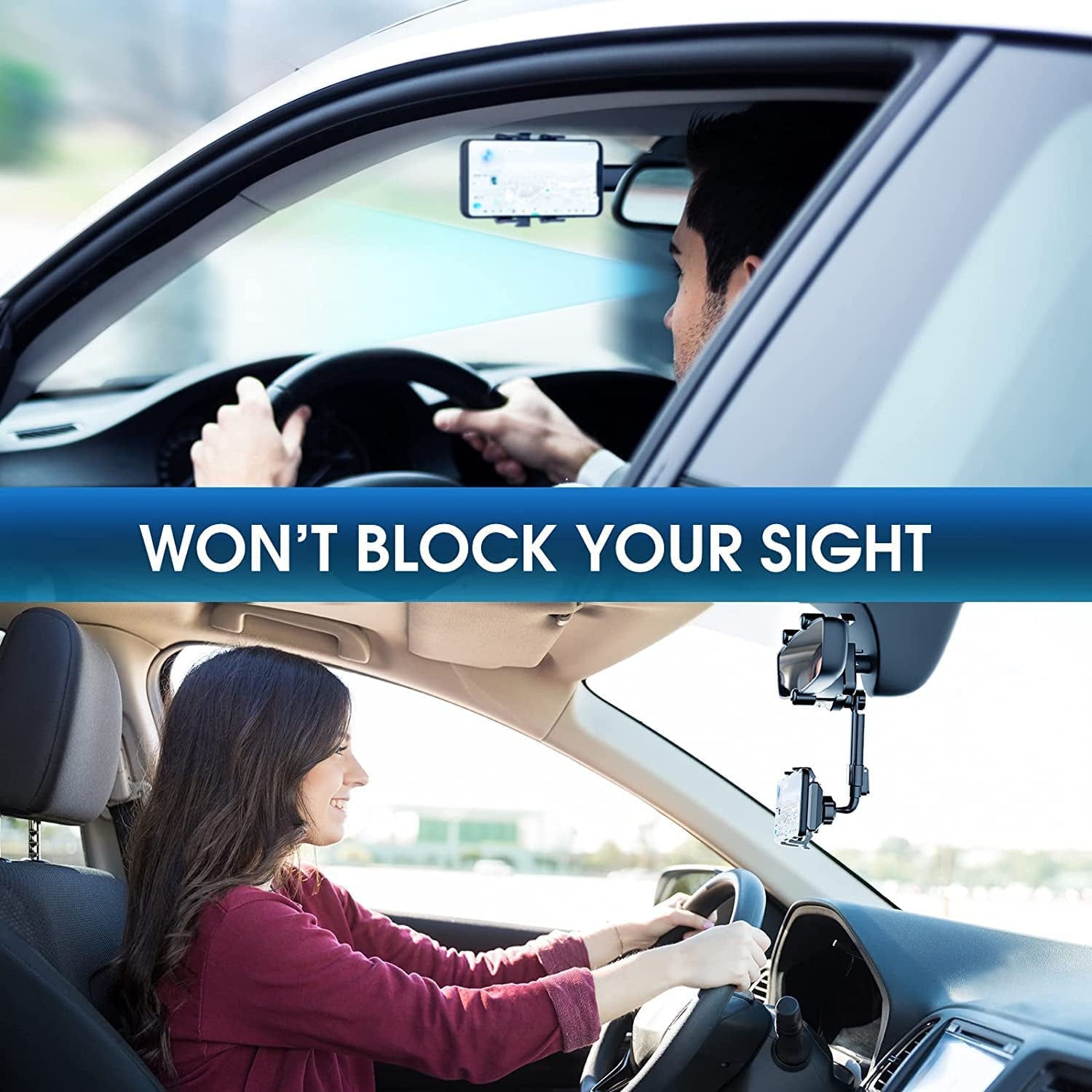 2022 New Version-Car Phone Holder Mount, Rearview Mirror Phone Holder for Car, 360°Rotatable and Retractable Car Phone Holder, Multifunctional Phone Mount for Car, for All Mobile Phones  Ylahdent   