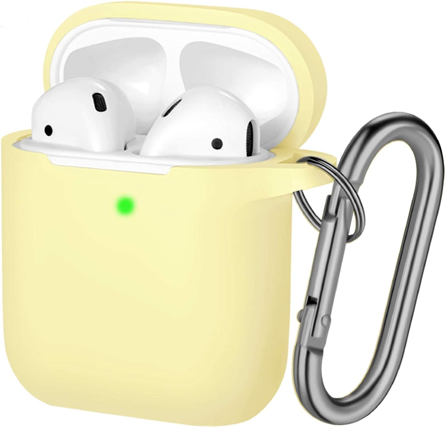Hamile Cover Compatible with Airpods Case, Soft Silicone Protective Covers Skin (Front LED Visible) Designed for Airpod 2/ Airpod 1 Cases with Keychain Accessories, Women Girls Men Boys,Rose  Hamile Milk Yellow  