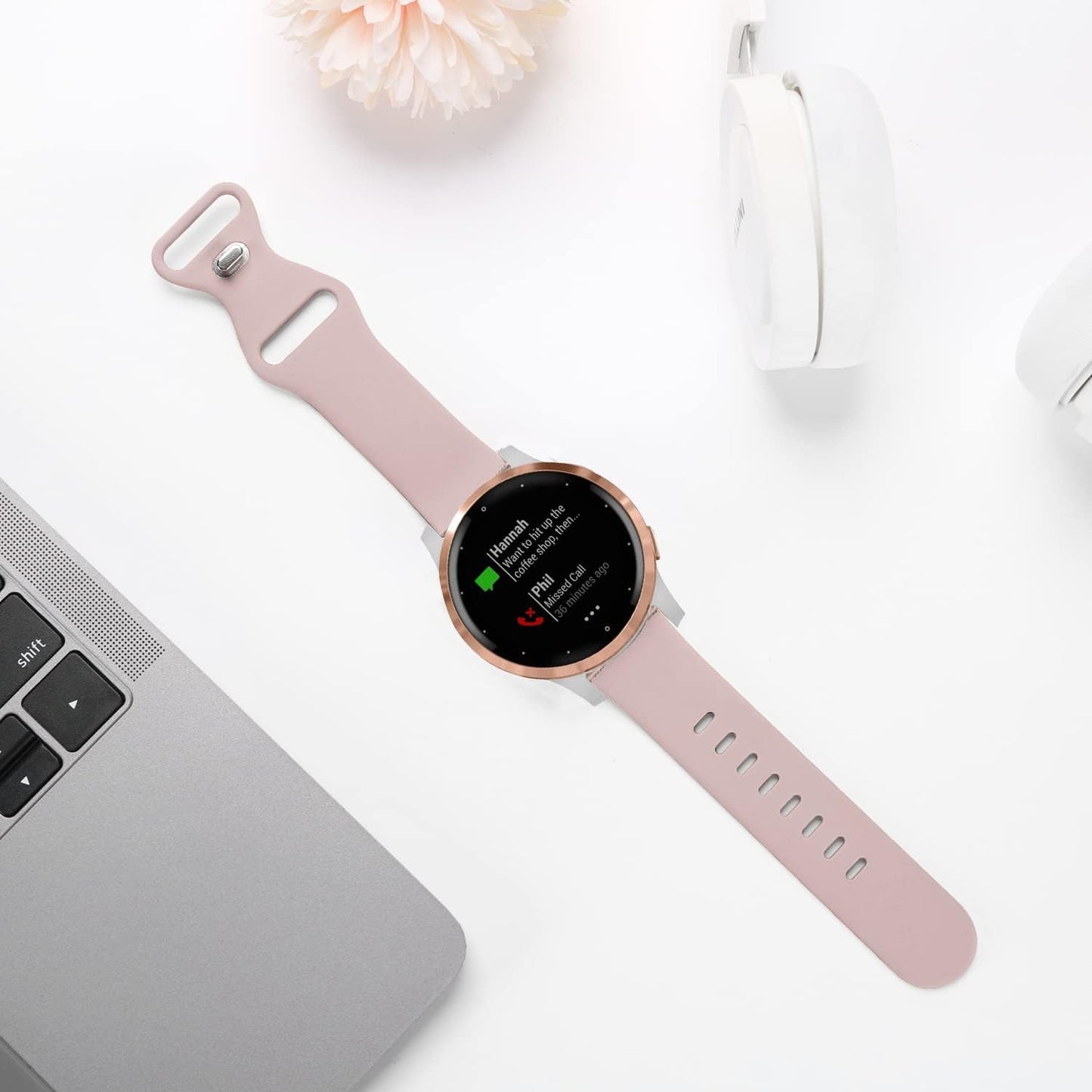 Krudary Bands Compatible with Garmin Vivoactive 4S / Vivomove 3S/ Venu 2S Soft Silicone Fadeless Pattern Printed Floral 18MM Replacement Wristband for Garmin Forerunner 255S/255S Music  Krudary   