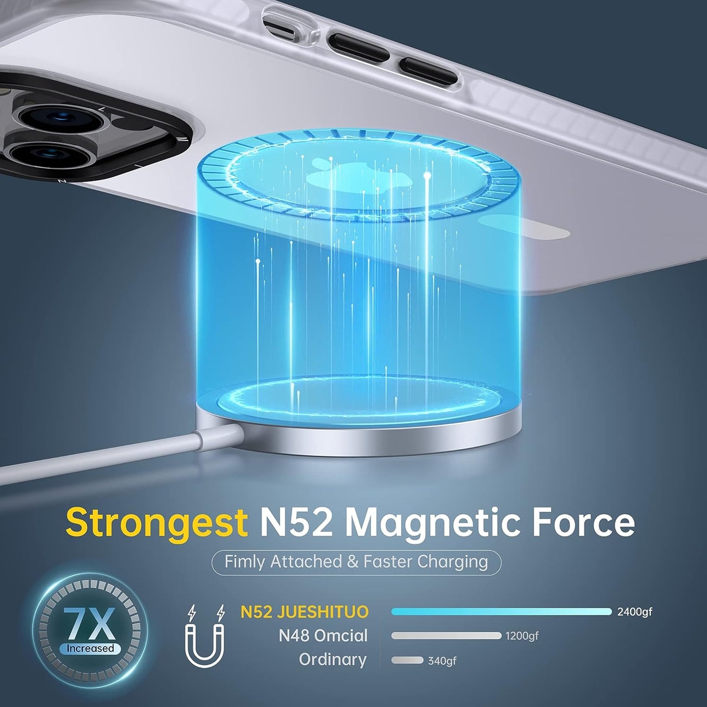 JUESHITUO for Iphone 14 Pro Max Case with Exclusive Buffer Belt [Military Protection&Full Camera Protection][Super Strong N52 Magnets][Liquid Silicone Feeling]Translucent Matte Back 6.7In(Matte Clear)  JUESHITUO   