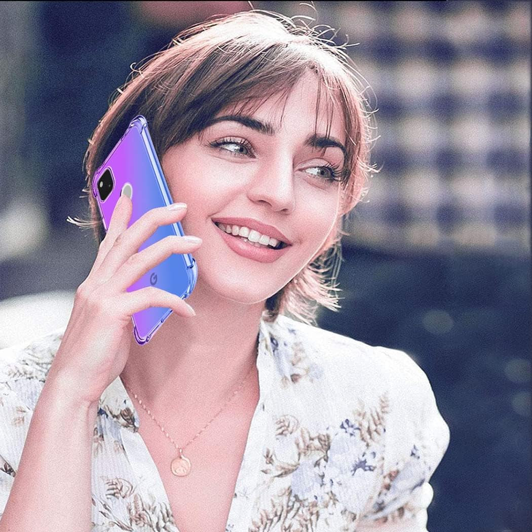 Gufuwo Case for Google Pixel 4A (Not Fit Pixel 4A 5G) Cute Case Girls, Gradient Slim anti Scratch Soft TPU Phone Cover Shockproof Protective Case for Google Pixel 4A (Purple/Blue)  Gufuwo   