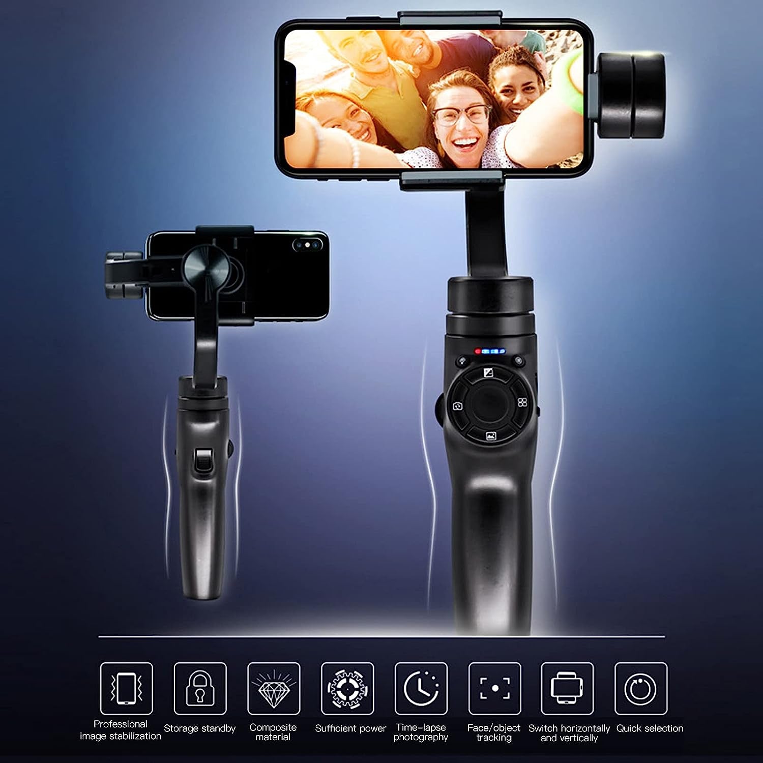 3 Axis Gimbal Stabilizer for Smartphones Phone Gimbal, Various Professional Shooting Functions for Vlog Youtuber Web Live Broadcast, Capturing Objects, Mobile Phone Handheld Gimbals  Dpofirs   