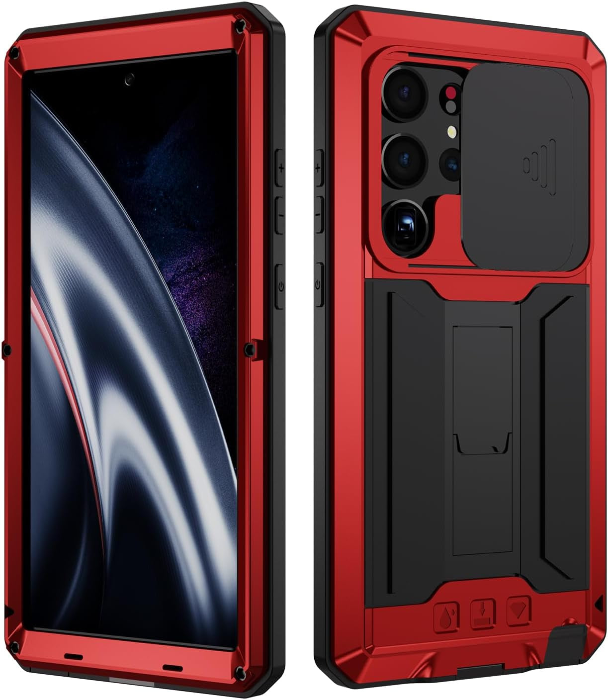 For Samsung Galaxy S22 Ultra 5G Case, Aluminum Metal Gorilla Glass Shockproof Military Heavy Duty Sturdy Protector Cover Hard Case,With Sliding Camera Cover and Built-In Foldable Kickstand(Green-Ⅱ)  MIYIYQP Red S22 Ultra 