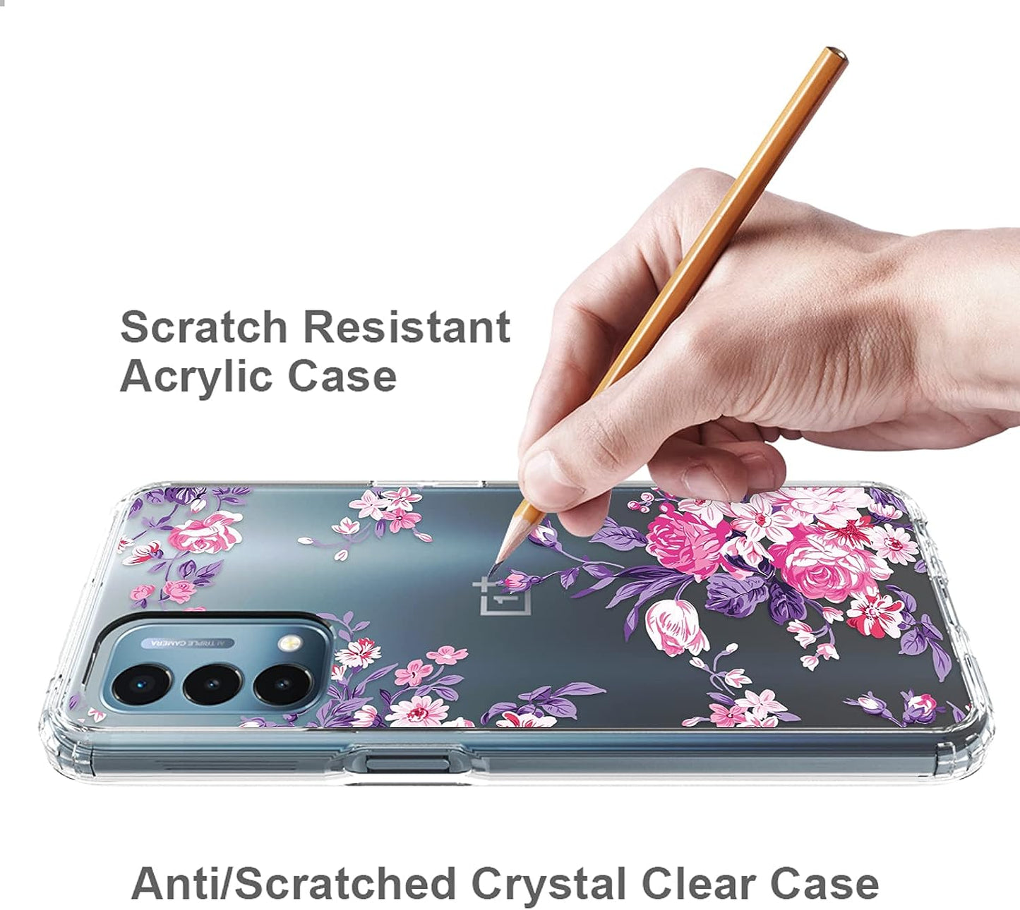 Kowauri Case for Oneplus Nord N200 5G,Flower Pattern Hard PC Back Clear Slim TPU Bumper Shockproof Protective Cover Case for Oneplus Nord N200 5G (Purple)  Kowauri   