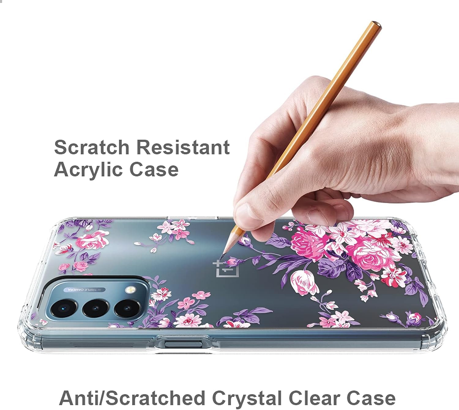 Kowauri Case for Oneplus Nord N200 5G,Flower Pattern Hard PC Back Clear Slim TPU Bumper Shockproof Protective Cover Case for Oneplus Nord N200 5G (Purple)  Kowauri   