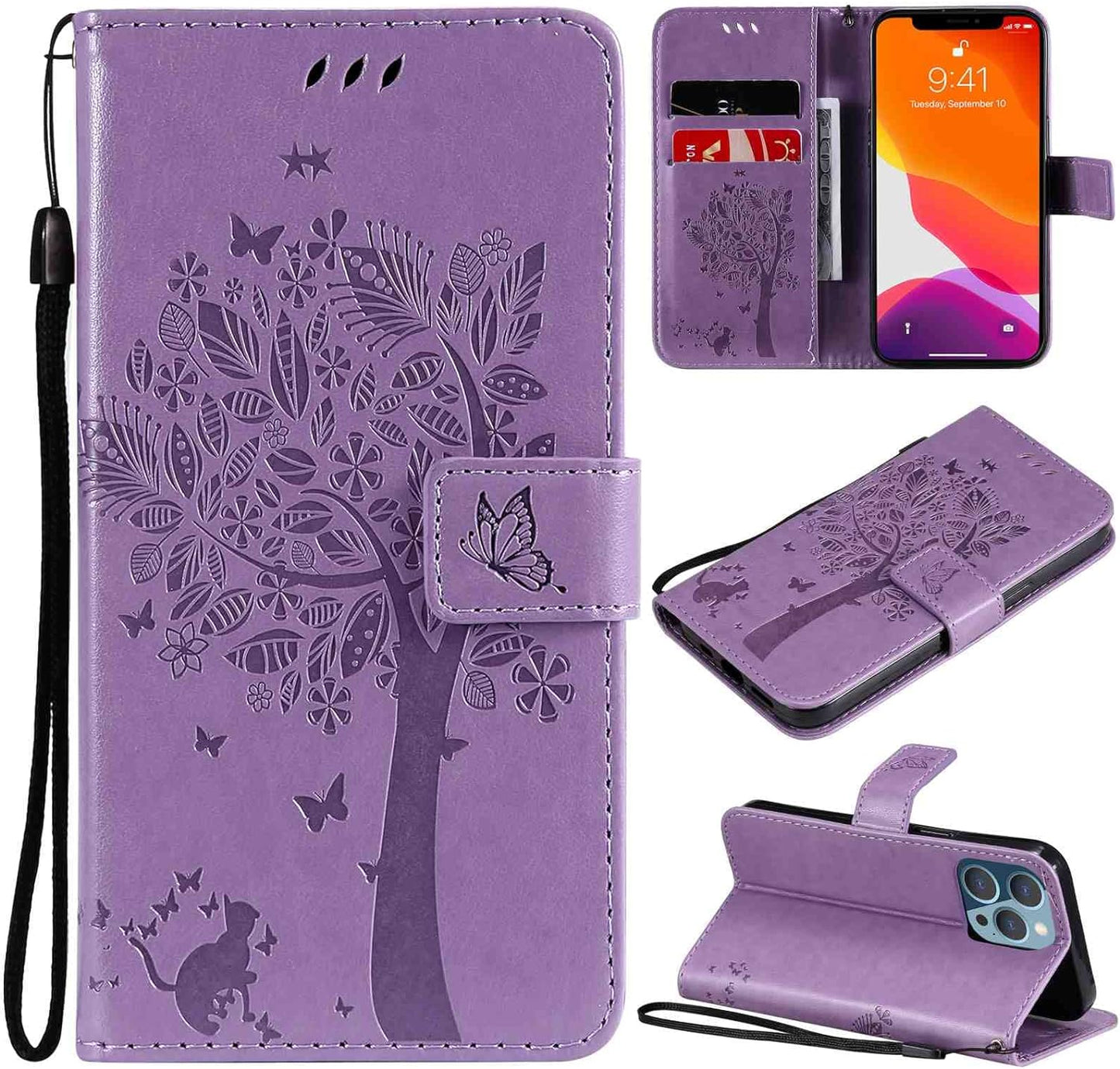 Fansipro Phone Cover Wallet Folio Case for LG G7 THINQ, Premium PU Leather Slim Fit Cover for G7 THINQ, 2 Card Slots, Exactly Fit, Gray  Fansipro Light Purple  