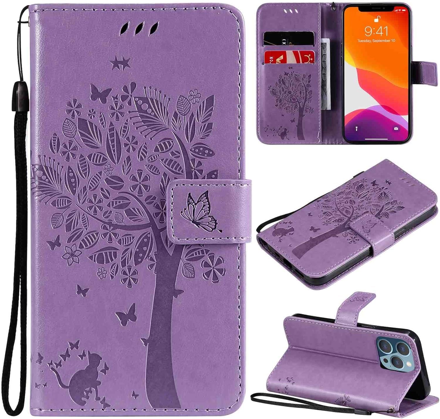 Fansipro Phone Cover Wallet Folio Case for LG G7 THINQ, Premium PU Leather Slim Fit Cover for G7 THINQ, 2 Card Slots, Exactly Fit, Gray  Fansipro Light Purple  