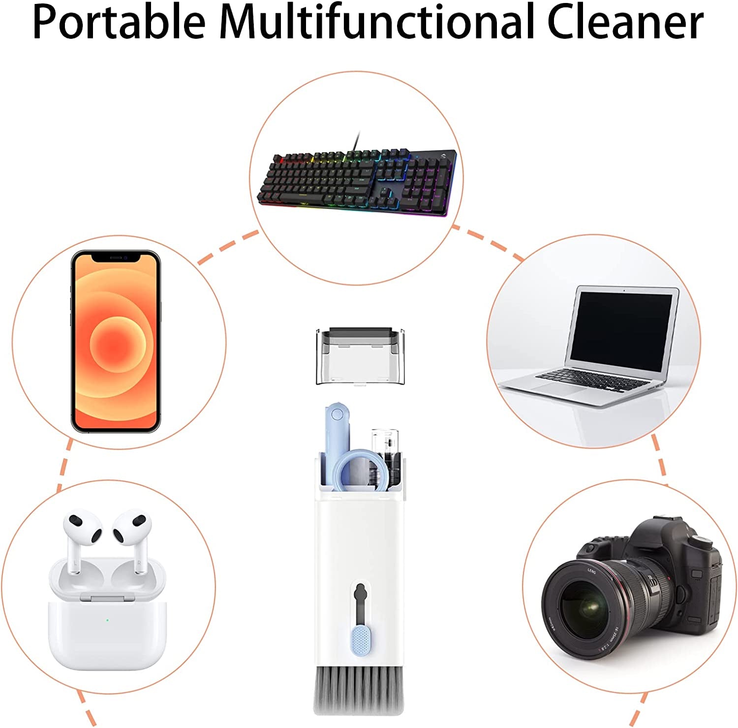 7 in 1 Electronic Cleaner Kit - Keyboard Cleaner, Keyboard Cleaning Kit, Laptop Cleaner with Brush, Electronic Cleaner for Airpods Pro/Laptop/Phone/Computer/Screen (Give Away a Flannel Cloth) Blue  CRYSFIY   