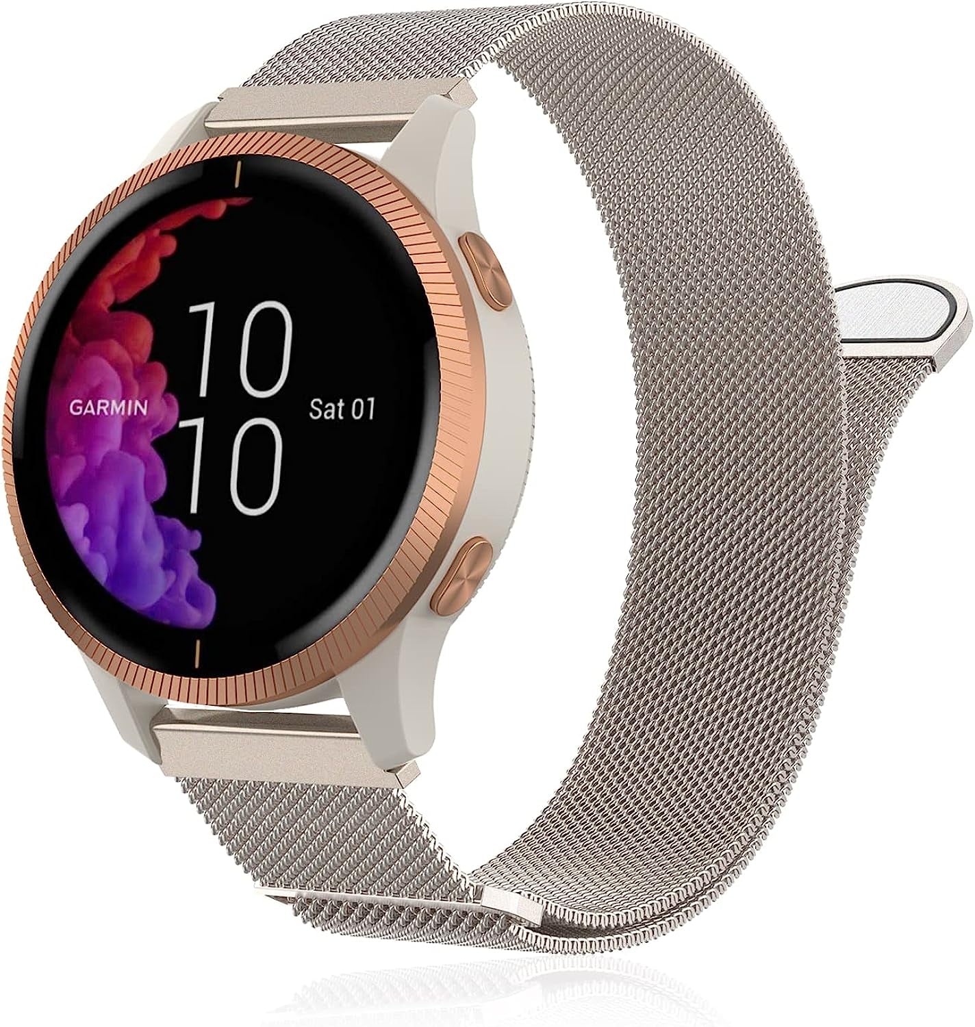 Sunnyson Milanese Metal Bands Compatible with Garmin Vivoactive 3/ Vivoactive 3 Music/ Garmin Venu/ Venu Sq Watch Band,20Mm Watch Band Mesh Stainless Steel Replacement Strap for Garmin Venu 2 Plus/Forerunner 245/ Forerunner 645 Women Men  Sunnyson Starlight  