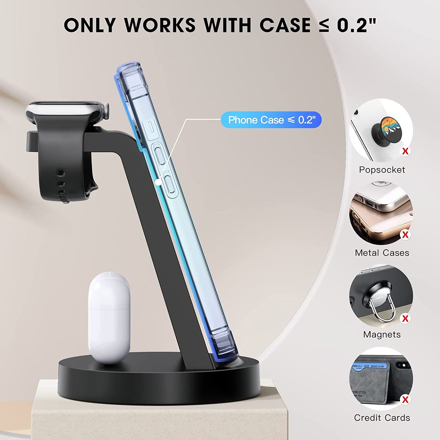 3 in 1 Charging Station for Iphone, Wireless Charger for Iphone 14 13 12 11 X Pro Max & Apple Watch - Charging Stand Dock for Airpods  Anlmz   