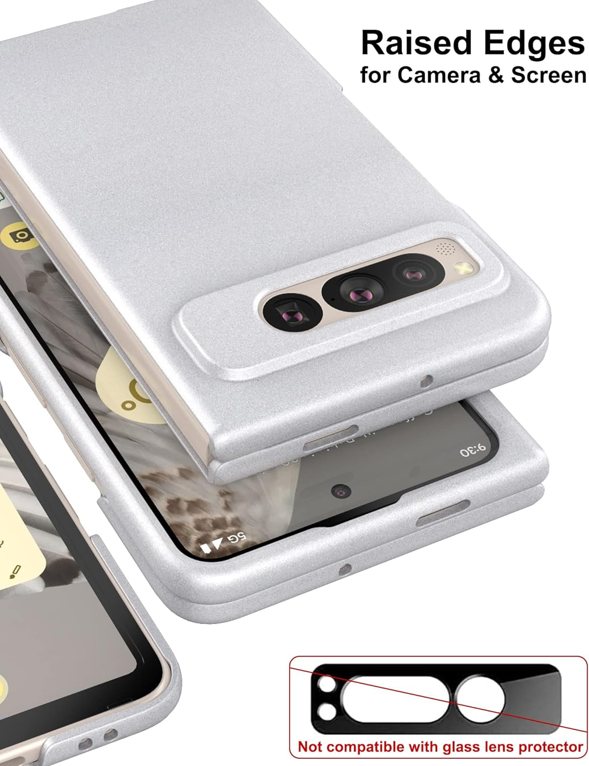 Eastcoo Slim Fit Case for Google Pixel Fold 2023, [Hard PC Back] [Frosted Feel] [Wireless Charging Support] Lightweight Shockproof Case Cover for Google Pixel Fold 5G, Silver  Eastcoo   