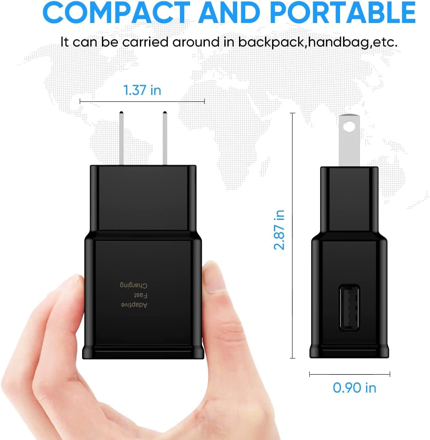 Adaptive Fast Charging USB Wall Charger Adapter Compatible Samsung Galaxy S21 S20 S10 S6 S7 S8 S9 / Edge/Plus/Active, Note 5 8, Note 9, Note 10, LG Quick Charge, Android Phone Travel Plug (2 Pack)  Shenzhen Yuanjiaxin Trading Co.,Ltd   