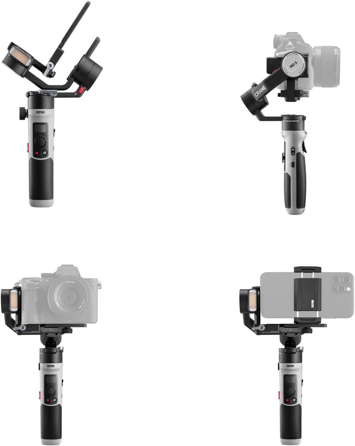 Zhiyun Crane M2S Gimbal W/Go Pro Mount + Phone Holder 3-Axis Stabilizer for Lightweight Mirrorless Dslr,Action Camera,Gopro Hero 10/9/7/6/5,Iphone 13 Pro Max 12/11 SE Smartphone Cell Phone Crane M2 S  Zhiyun   