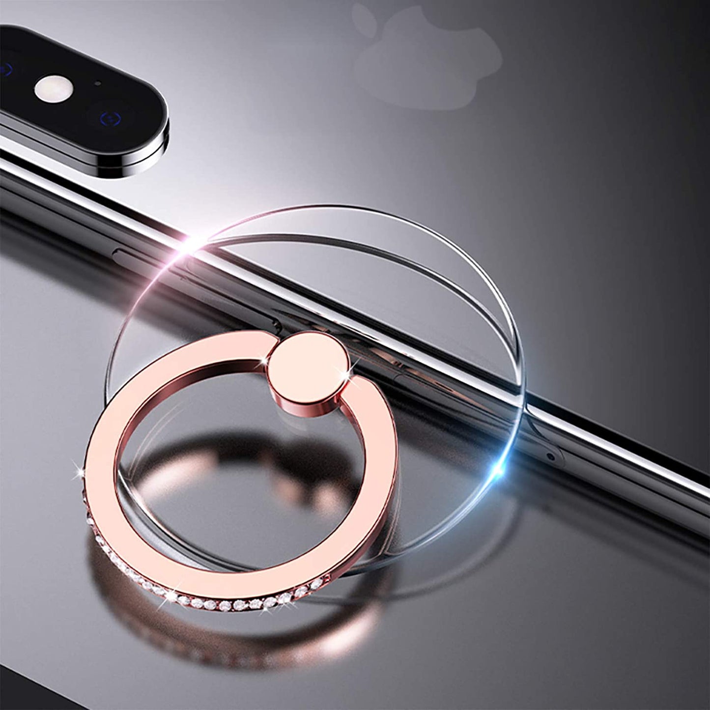 YINHEXI 2 Pcs Transparent Phone Ring Stand Holder Cell Phone Ring Holder Finger Grip 360 Degree Rotation (Rose Gold & Diamond-3)  YINHEXI Rose Gold & Diamond-1  