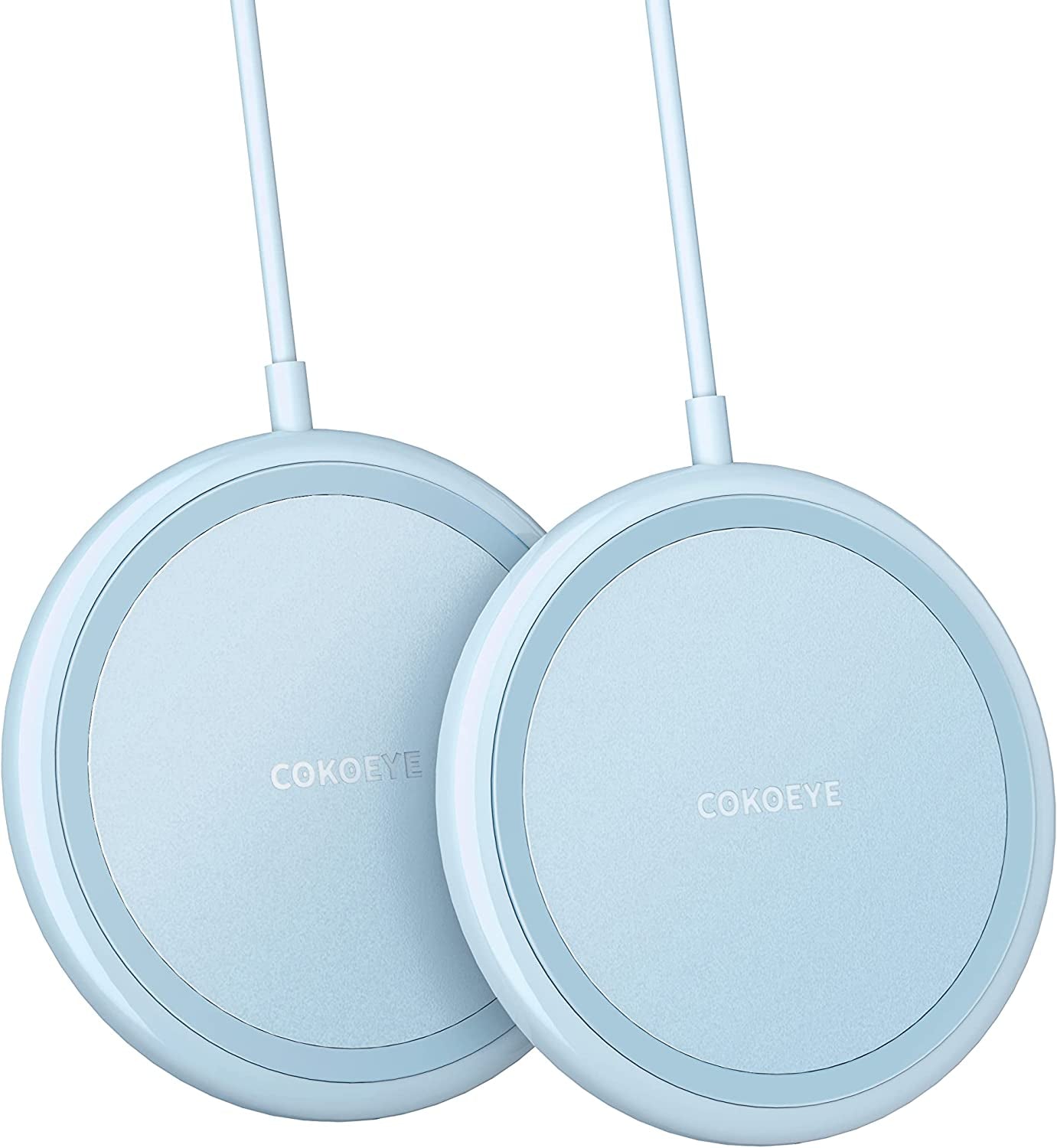 Wireless Charger, 15W Max Fast Wireless Charging Pad 2-Pack Compatible with Iphone 13/13 Pro/13 Mini/13 Promax/12/Se/11/Samsung Galaxy S21/S20/Note 10/Edge Note 20Ultra/S10, Airpods Pro  COKOEYE Blue  