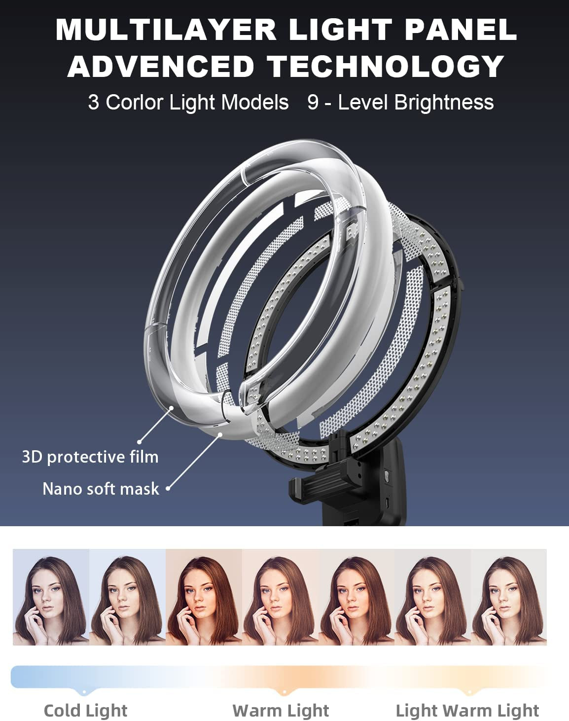 Woumlaiy Ring Light with Tripod, Extendable 79" Selife Stand, Rechargeable Wireless Foldable 10'' LED Ring Light with 4000Mah Battery& Phone Holder for Travel/Selfie/Live Stream/Vlog/Makeup/Youtube  Woumlaiy   