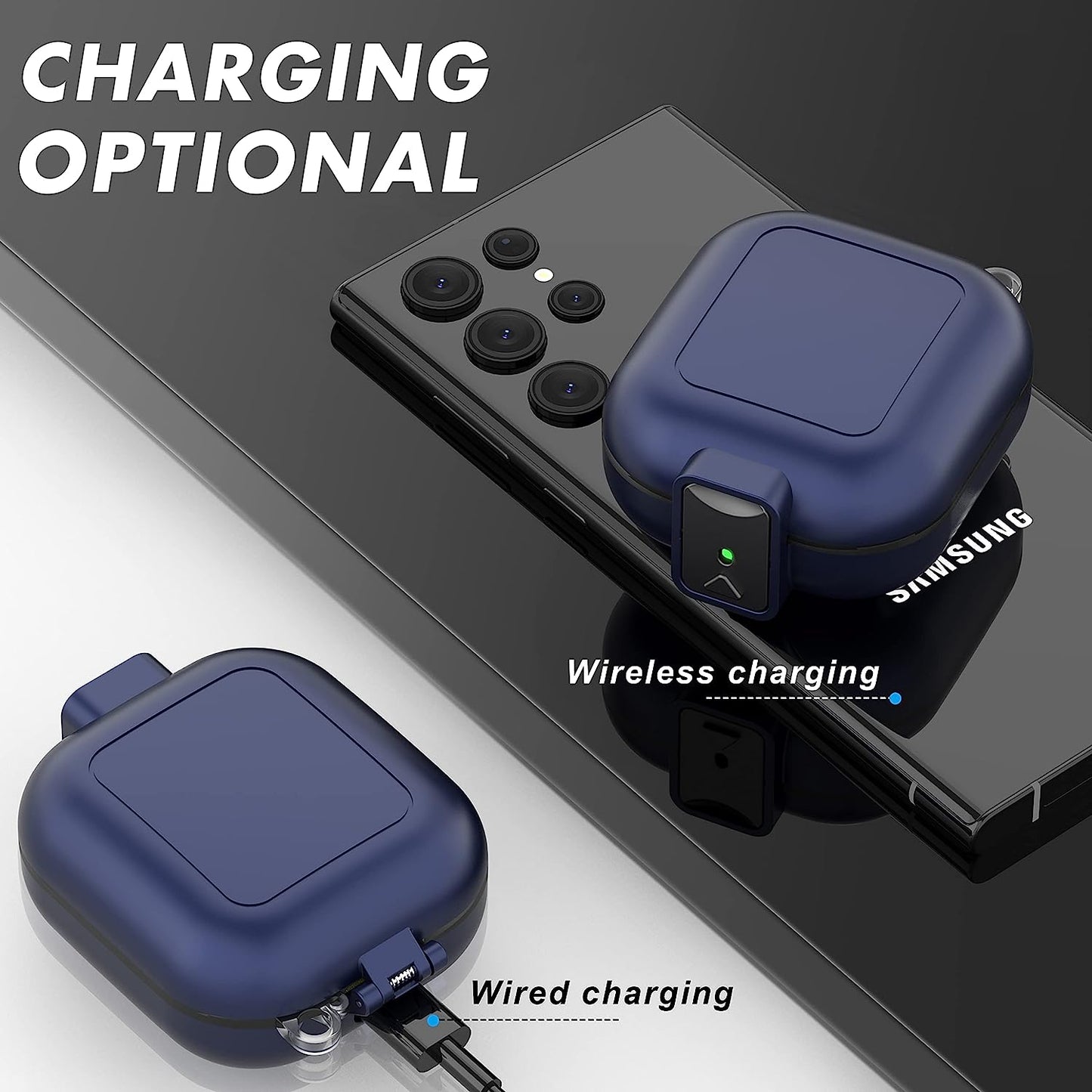 (With Secure Lock) IPX68 Waterproof Case for Samsung Galaxy Buds2 Pro Case (2022)/ Galaxy Buds Pro Case(2021)/ Galaxy Buds 2 Case (2021)/ Galaxy Buds Live Case (2020) Hard PC Protective Case (Blue)  Galafoki   