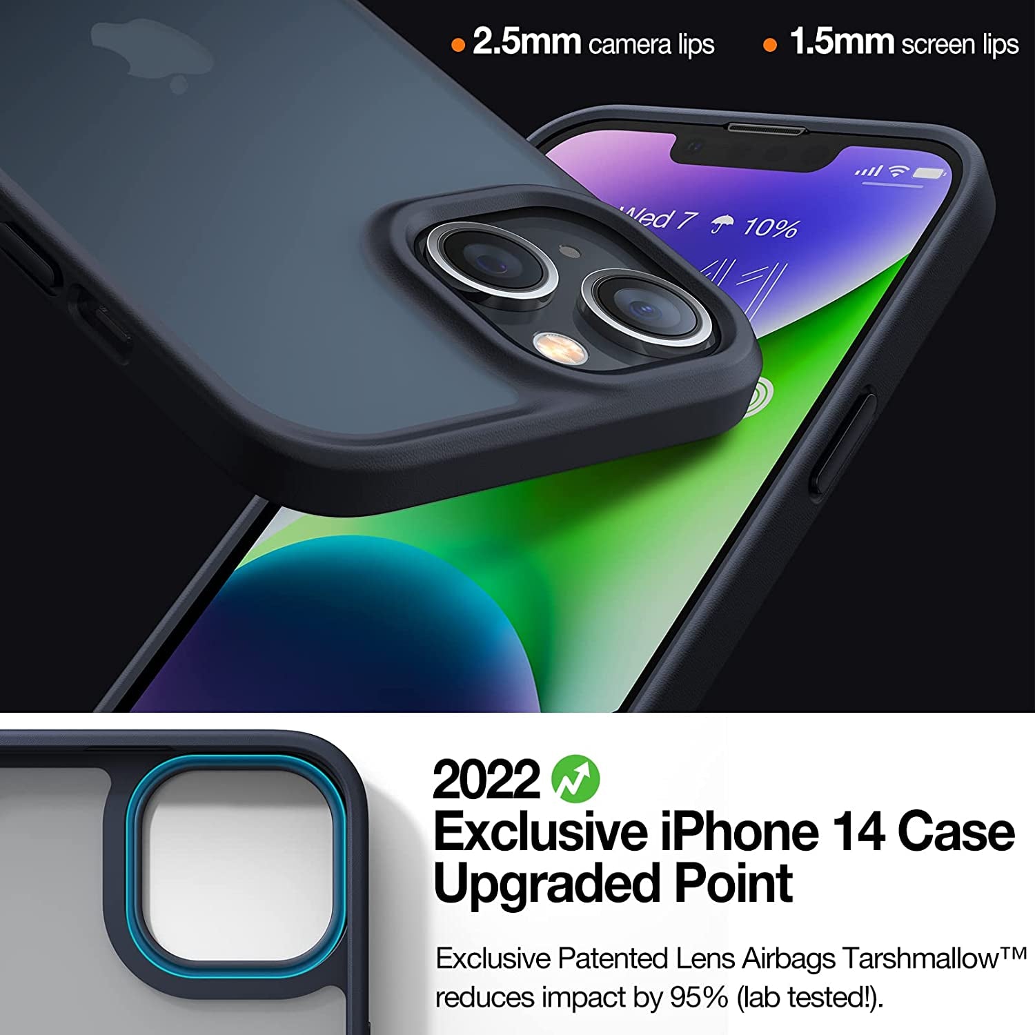 TORRAS 𝟮𝟬𝟮𝟯 𝗨𝗽𝗴𝗿𝗮𝗱𝗲𝗱 Shockproof for Iphone 14 Case [10FT Military Drop Protection][Sleek Premium Touch] Case for Iphone 14 Phone Cases with Translucent Back & Soft Edge Slim Cover, Black  TORRAS   