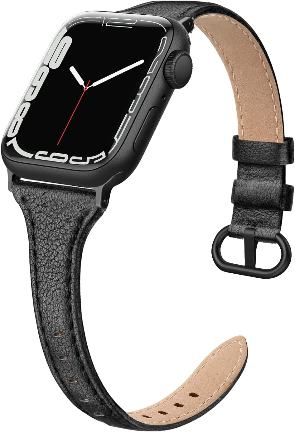 SWEES Leather Band Compatible for Apple Watch 38Mm 40Mm 41Mm, Slim Thin Dressy Elegant Genuine Leather Strap Compatible for Iwatch Series 8, 7, 6, 5, 4, 3, 2, 1, SE, Sport & Edition Women, Brown  SWEES Lichee Black 42mm 44mm 45mm 