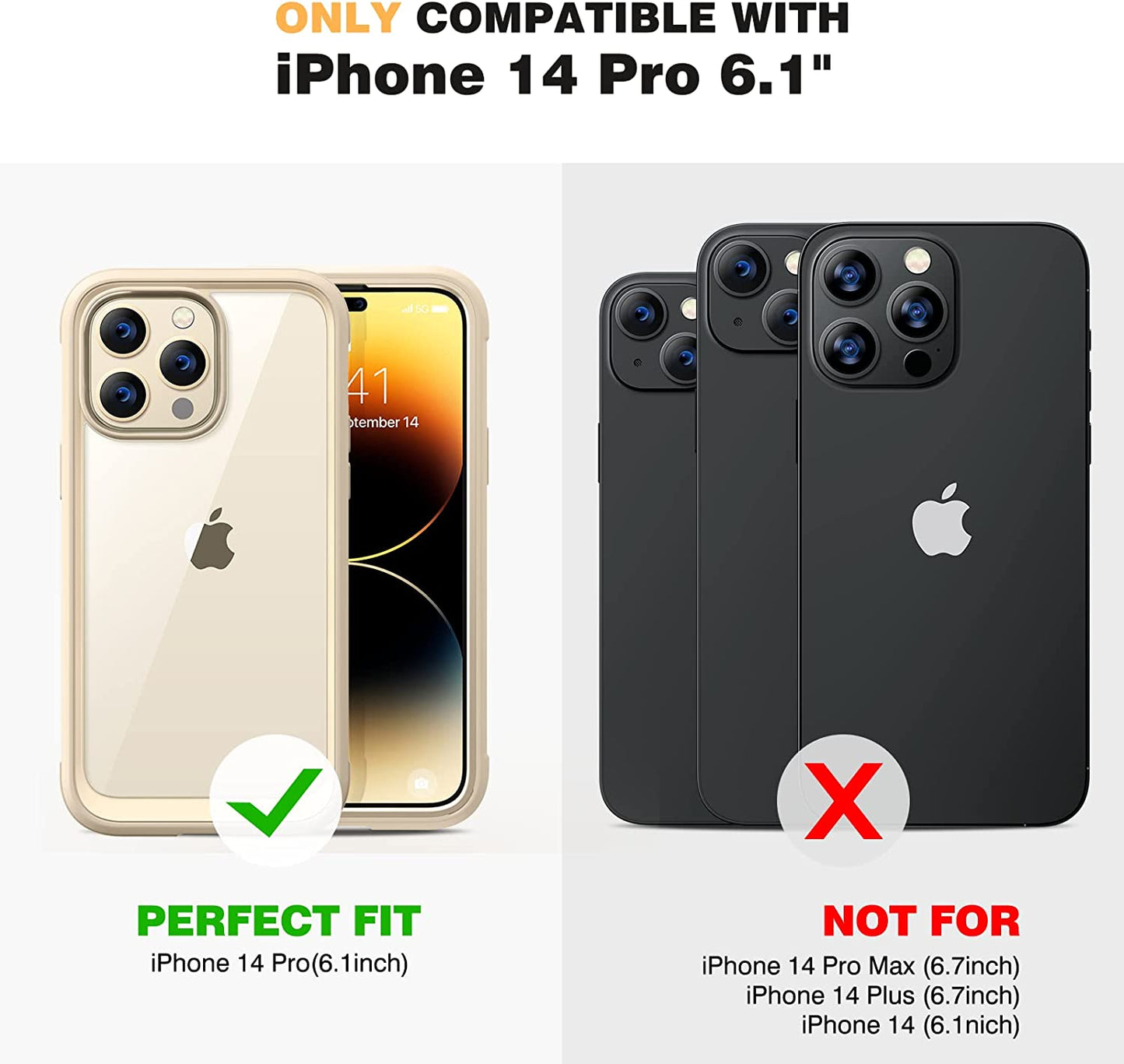 Diaclara Designed for Iphone 14 Pro Case 6.1’’, [2023 Upgraded] Full Body Rugged Case W/Built-In Touch Sensitive Anti-Scratch Screen Protector+9H Tempered Glass Camera Lens Protector (Bean Yellow)  Diaclara   