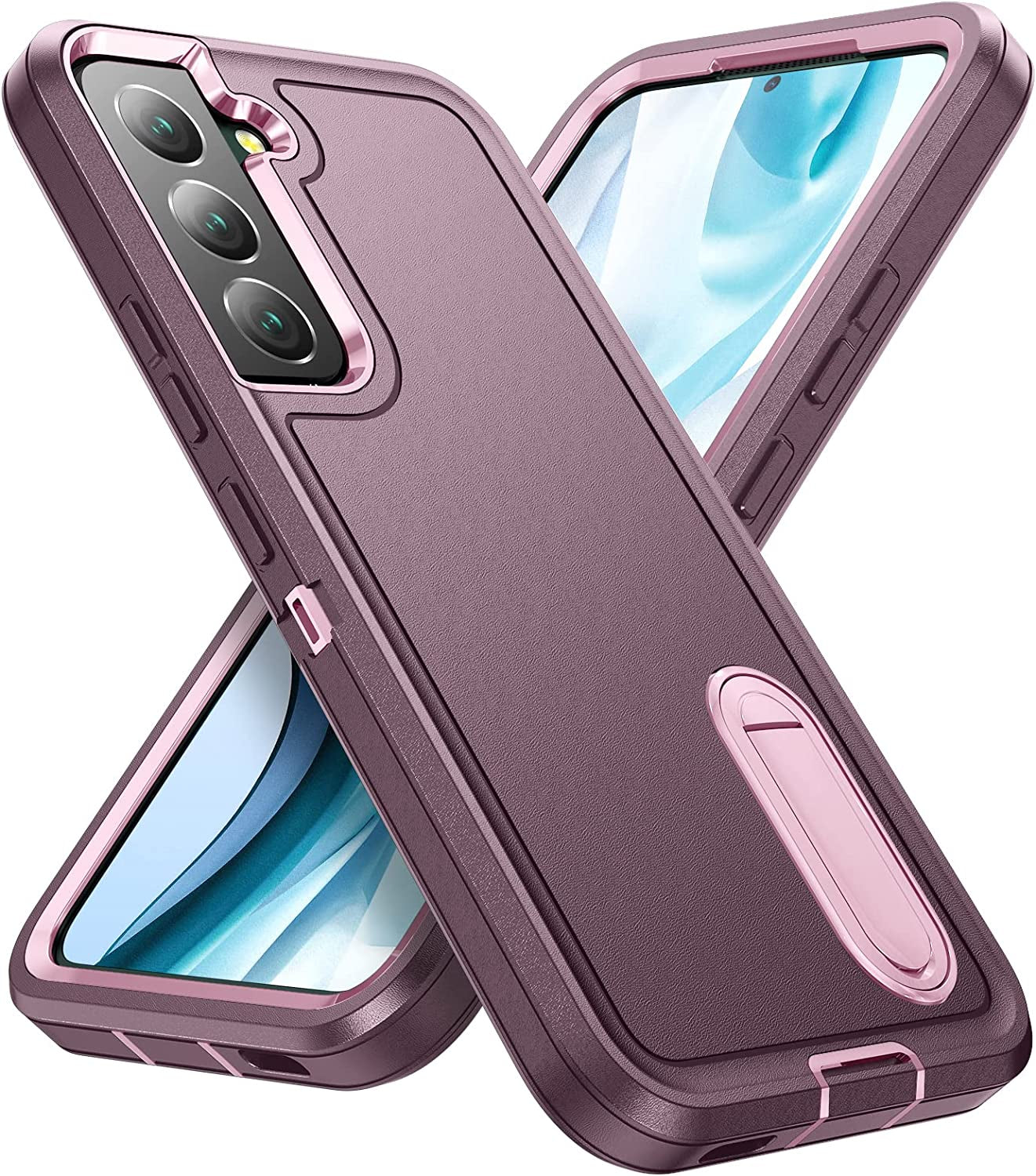 Idweel Galaxy S22 Case with Build-In Kickstand, Heavy Duty Protection Shockproof Anti-Scratch Rugged Protective Durable Case Hard Cover for Samsung Galaxcy S22 6.1 Inch,Navy Blue  IDweel Purple/Pink  