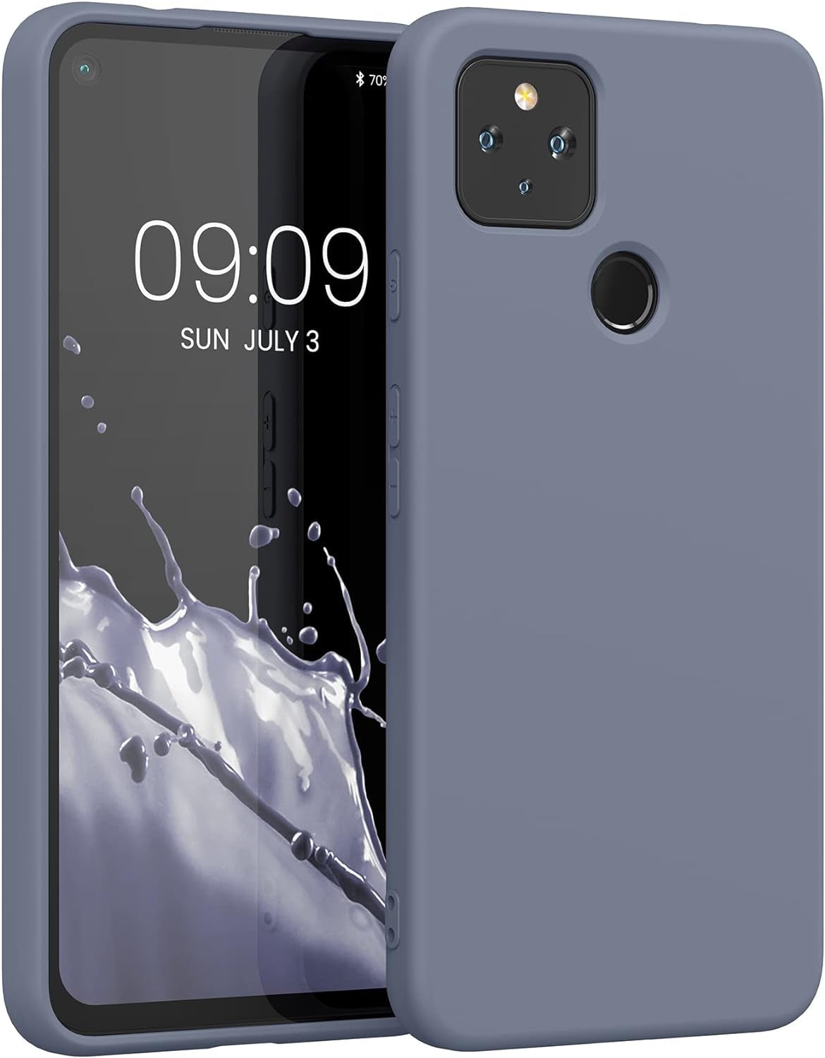 Kwmobile Case Compatible with Google Pixel 4A 5G Case - Slim Protective TPU Silicone Phone Cover - Black Matte  KW-Commerce Blue Grey  