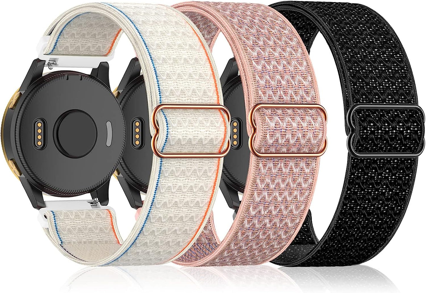 3 Pack Stretchy Nylon Watch Bands Compatible with Garmin Venu/Venu Sq, 20Mm Loop Elastic Straps for Garmin Vivoactive 3,Venu 2 Plus,Vivoactive 3 Music,Forerunner 645/55/245 Music for Women Men.  bolesi   