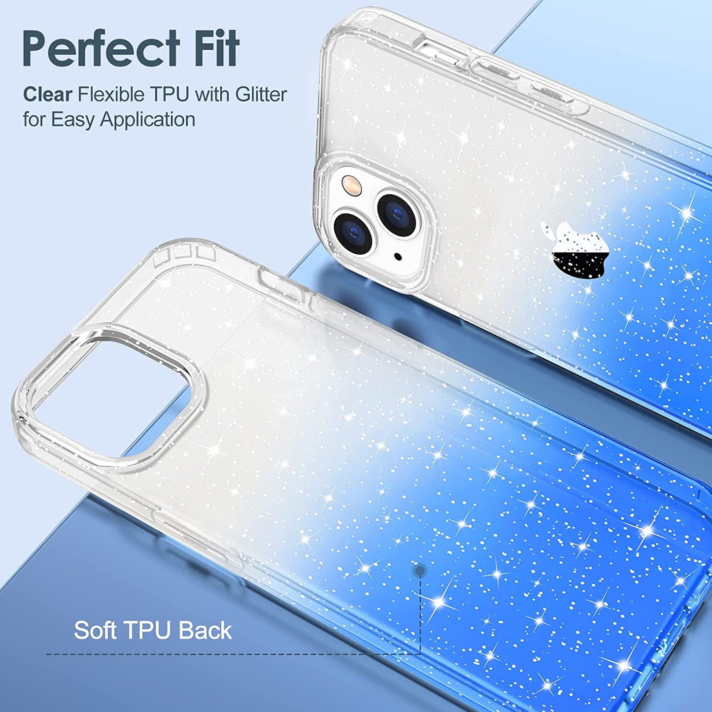 Hython Case for Iphone 14 Case Glitter, Cute Sparkly Clear Glitter Shiny Bling Sparkle Cover, Anti-Scratch Soft TPU Thin Slim Fit Shockproof Protective Phone Cases for Women Girls, Clear/Blue Glitter  Hython   