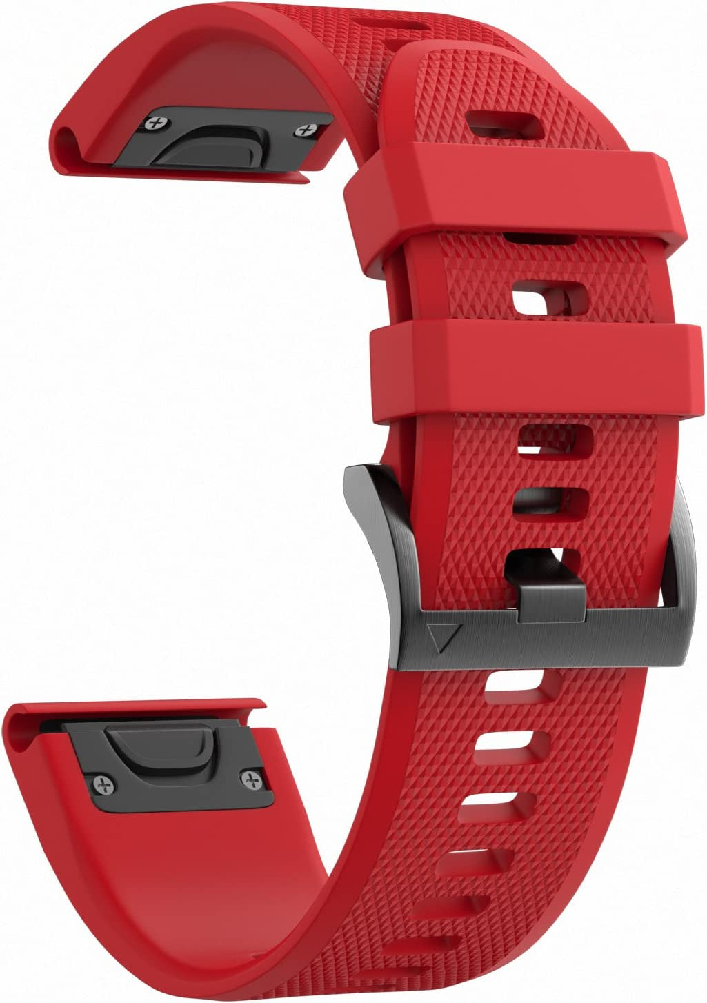 Notocity Compatible Fenix 5X Band 26Mm Width Soft Silicone Watch Strap for Fenix 6X/Fenix 7X/Fenix 5X Plus/Fenix 6X Pro/Fenix 3/Fenix 3 Hr/Tactix/Descent MK1/D2 Delta PX/D2 Charlie-Black  MSLH Red  