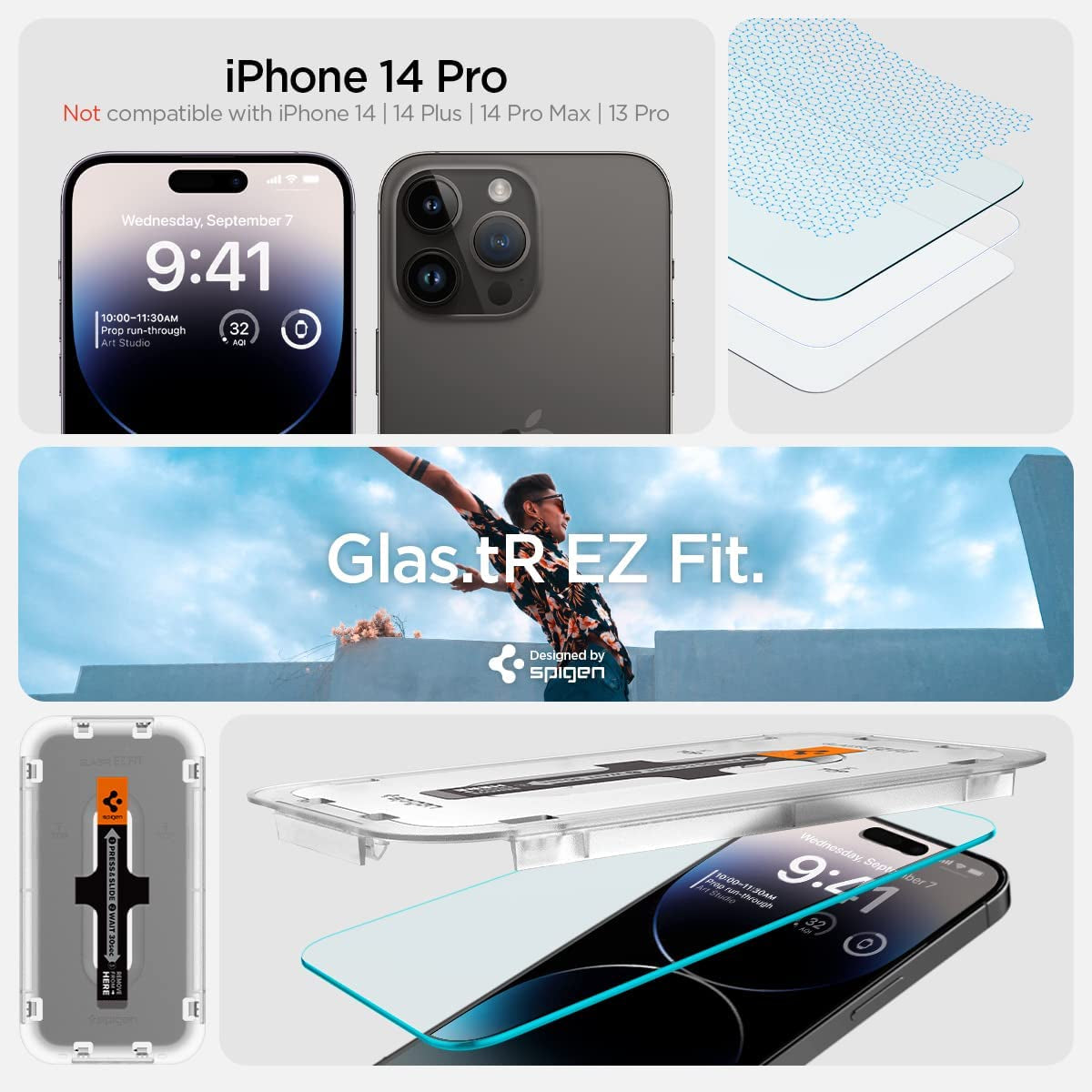 Spigen Tempered Glass Screen Protector [Glastr EZ FIT] Designed for Iphone 14 Pro [Case Friendly] - Sensor Protection / 2 Pack  Spigen   