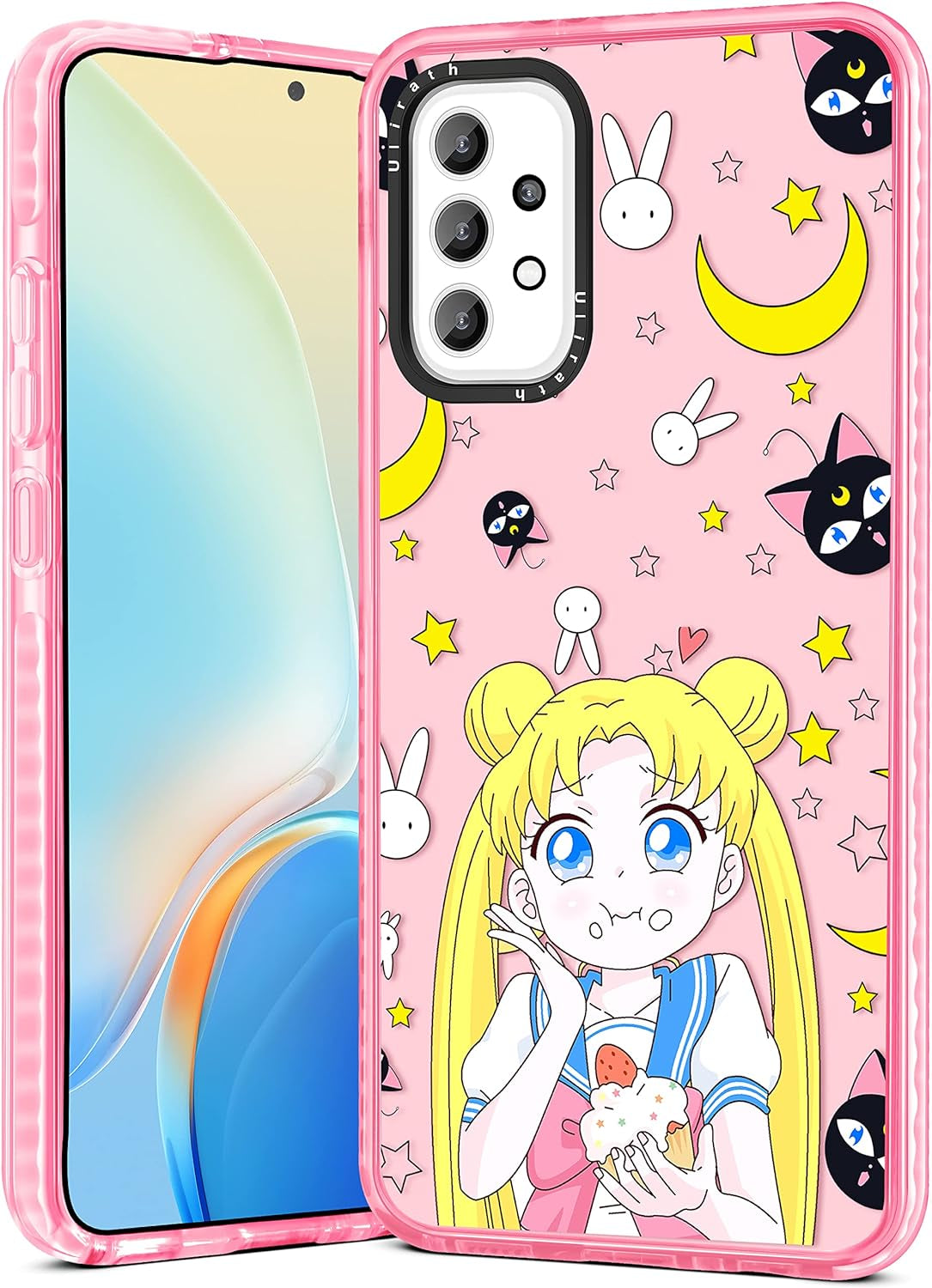 Ulirath for Samsung Galaxy A53 5G 6.5" Case Cartoon Straw Hat Character Designer Pattern Cover Cool Funny Fashion for Girly Girls Kids Boys Bumper Soft Protective Phone Cases for A53 5G  Ulirath For Samsung Galaxy A53-Pink Salor  